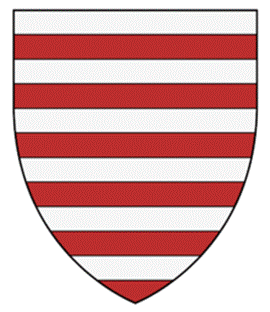 A red and white striped shield

Description automatically generated